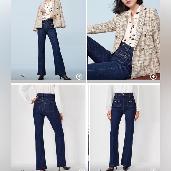 Ann Taylor High Rise Horsebit Pocket Flare Jeans in Bright - Picture 4 of 12